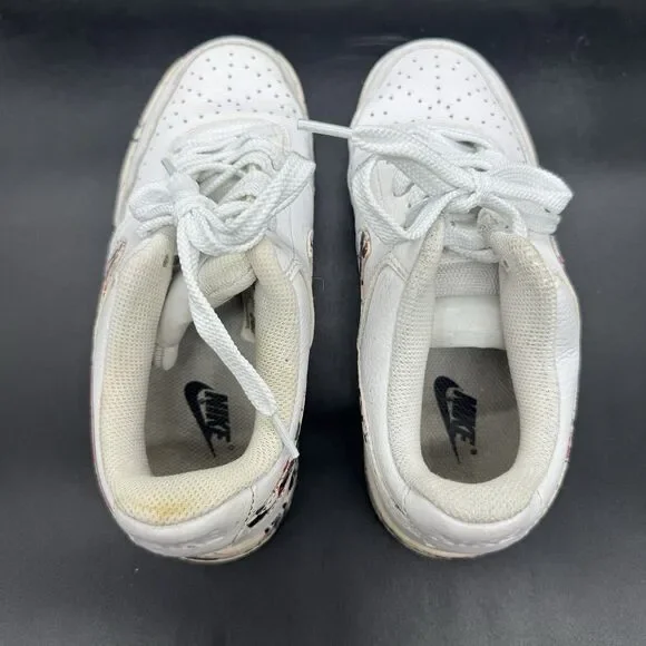 Nike Court Vision Mens Size 7 Low Triple White Custom Painted Splatter GUC - Picture 5 of 8